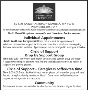 poster of bereavement support meetings