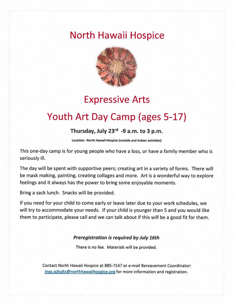 Youth Art Day Camp — North Hawaii Hospice