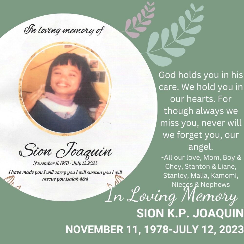 Hospice Memorials-2023 - Sion K.P. Jaoquin